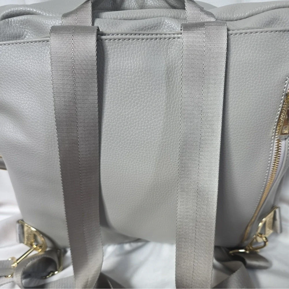 Fawn Design The Original Diaper Bag Gray Vegan Leather Convertible Backpack Tote